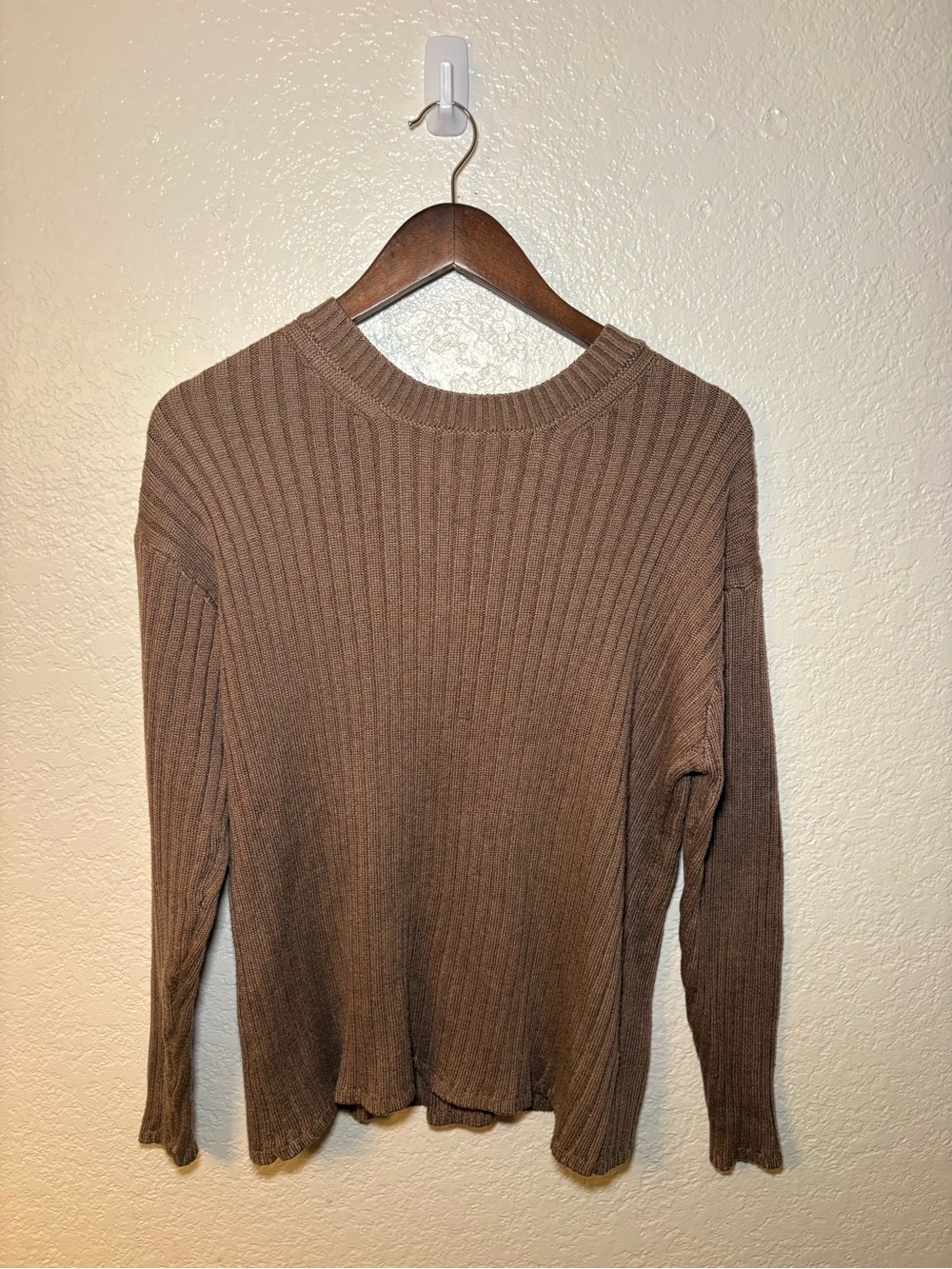 Jessica Simpson Brown Ribbed Crewneck Sweater